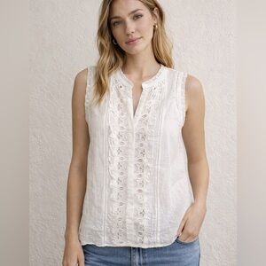NWT Rebecca Taylor 100% Cotton Lace Sleeveless Top Size 0 XS/Small